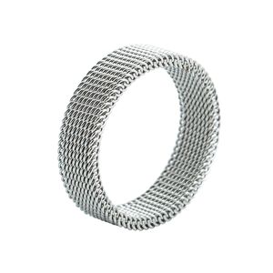 Trendy <b>Titanium</b> Steel Woven Mesh <b>Ring</b> Unisex Plain Band Fashion Jewelry Gift - Product Image 5