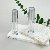 Tubes de brillant à lèvres ronds en plastique en gros, avec capuchon transparent unique, vides, personnalisables, contenants cosmétiques de 5 ml pour brillant à lèvres