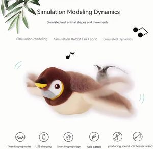 New <b>Cat</b> Chirping <b>Toys</b> Touch Activated Flapping Wings Sparrow <b>Interactive</b> Smart <b>Cat</b> <b>Toys</b> USB Exercise Pet <b>Toys</b> - Product Image 3