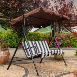 3-Seat Outdoor Porch Swing Patio Swing Chair Garden Swings Chair With Removable Cushions For Backyard Terrace Lawn Turquoise