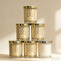 Bougie parfumée en cire de soja de luxe FORTUNE BOLIN, 8 oz, avec décalcomanie, bougie à l'huile essentielle, style moderne
