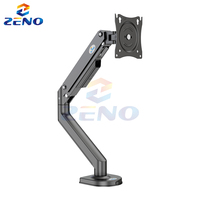 Support d'écran blanc pour moniteur, compatible avec les écrans de 17 à 32 pouces, angle réglable à 360 degrés, fixation au bord du bureau
