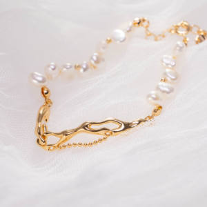 Freshwater <b>Opal</b> Pearl <b>Bracelet</b> 18K <b>Gold</b> Plated Irregular Minimalist Chain <b>Bracelet</b> for Women Fashion Jewelry Party Daily - Product Image 2