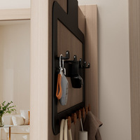 Nouvelle étagère de rangement murale sans perçage en acier carbone pour vêtements et sacs, idéale pour entrée et vestiaire, avec crochets pour manteaux et chapeaux