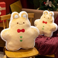 Lebkuchen-Hase Plüschkissen Weihnachts-Sofa Schlafzimmer-Deko Niedliches Hasenförmiges Keks-Stoffkissen für Feiertags-Geburtstagsgeschenk