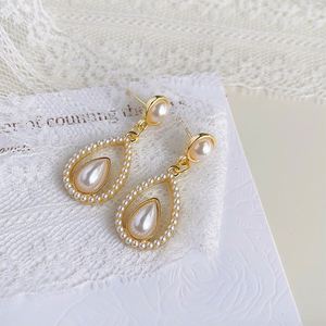 Pendientes de Perlas en Forma de Lágrima Estilo Corte Francés Elegante para Mujer, Pendientes de Perlas en Forma de Gota de Agua, Joyería de Oreja Chapada en Oro de 18K - Product Image 3