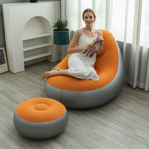 <b>Inflatable</b> Lazy <b>Sofa</b> Chair PVC Flocking Foldable <b>Sofa</b> With Slip-on Lunch Lounge Chair Set - Product Image 4