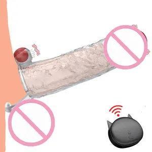 Giocattoli del sesso Wireless Remote Cock Extender Sleeve vibratore preservativo ingrandimento manica vibrante per pene per uomo