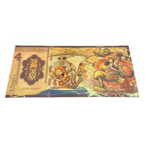 Новая дизайнерская золотая пластиковая банкнота в стиле японского аниме с персонажем Луффи, золотая банкнота с эффектом золотого листа, воспоминание о детстве - Product Image 5