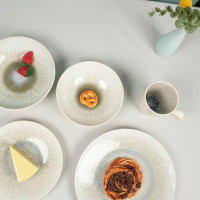 Service de table en céramique de vente à chaud exquis 16 pièces 20 pièces ensemble d'assiette et de bol de glaçure réactive ensemble de dîner en grès de boue à boire