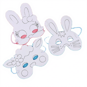 หน้ากากกระดาษทำมือสำหรับงานปาร์ตี้ รูปกระต่ายสีขาว สำหรับแต่งหน้า DIY งานอีสเตอร์ รับผลิตตามแบบ ODM OEM ขายส่ง C073 - Product Image 1