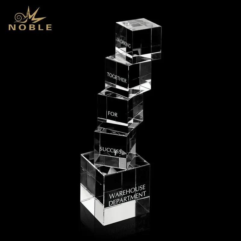 New Design Custom Engraving Ascent Award Crystal Cube Trophy Teamwork Award