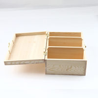 Boîte d'emballage rectangulaire en bois à charnières pour flacons d'huiles essentielles avec 3 compartiments, emballée en carton, organisateur de bureau