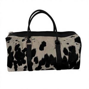 Sac fourre-tout en cuir véritable Signature avec fourrure, style western, fermeture éclair, portable LHDB-0169 - Product Image 1