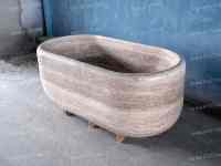 Baignoire autoportante en travertin bleu océan sur mesure SH STONE pour villas, hôtels et appartements – Décoration intérieure de salle de bain