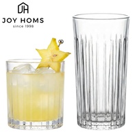 Oude stijl whiskyglazen, machinegeperste tumblers met patroon, fabrieksgemaakte whiskyglazen, gegraveerd, ronde, zware bodem voor bar en feestjes