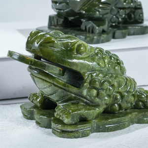 Artesanías de cristal Natural de Jade serpentina tallada a mano, tallas de cristal de <span class=keywords><strong>sapo</strong></span> de dinero de Jade verde, <span class=keywords><strong>sapo</strong></span> de la suerte para Decoración - Product Image 1