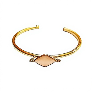 High Quality Gold-Plated Brass Metal Blue Agate Stone Classic Cuff Bracelet Fashion Jewelry Gift Party India Quality Handicrafts - Product Image 5