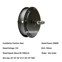 Kit de conversion de vélo électrique MTX39 72V 5000W avec moteur de moyeu arrière, contrôleur à onde sinusoïdale 80A, écran LCD, accélérateur PAS, frein