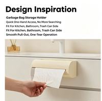 Distributeur mural de sacs poubelles sans perçage, boîte de rangement coulissante pour sacs en plastique, organisateur pour cuisine et salle de bain