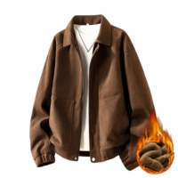 Veste d'aviateur vintage pour homme avec fermeture éclair sur le col, veste en PU imperméable et coupe-vent pour moto, veste épaisse et chaude personnalisée