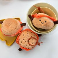 Porte-clés en peluche hamburger souriant mignon, poupée en peluche souple en forme de nourriture, pendentif de sac, cadeau d'anniversaire pour enfants et décoration de sac à dos