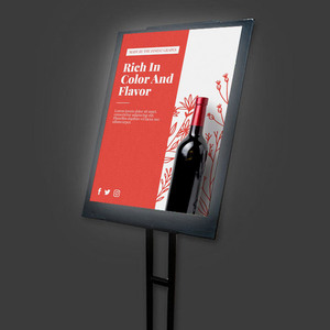 Support de menu numérique extérieur en cuir PU, une page, format A2 A3, avec éclairage LED - Product Image 1