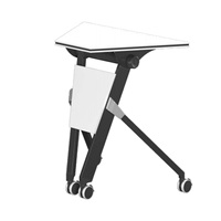 Table de formation modulaire convertible contemporaine, bureau en fer et panneaux de bois, mobilier de bureau moderne, design pliable