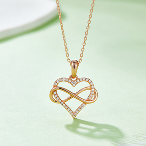 Venta caliente 925 plata esterlina D Color VVS infinito corazón colgante y cadena Moissanite collares para mujeres - Product Image 5