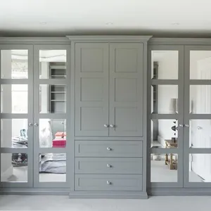 Turki kabinet penyimpanan kamar tidur kayu Modern dibangun di lemari pakaian geser lemari desain pengocok dengan cermin