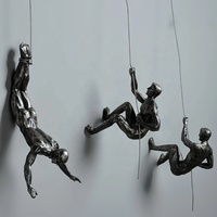 Sculpture murale 3D moderne en laiton, homme grimpeur, pour la décoration artistique intérieure des hôtels
