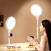 Lampe LED de remplissage à panneau complet de 26 cm, support de téléphone, trépied réglable, support de bureau pour diffusion en direct, maquillage et photographie