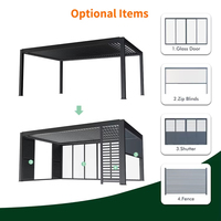 Pergola de luxe en aluminium avec toit à lames motorisées, imperméable, pour jardin, cour, villa