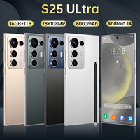 Smartphone Original 2025 Ultra 5G Android 14 S25 16 Go + 1 To Écran HD 7,3 pouces Déverrouillage Facial Processeur Déca-cœur Charge Rapide 100 W CDMA pour le Gaming