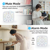 Portable facile à utiliser batterie led lumière compte à rebours de 60 secondes minuterie visuelle pour enfant étudiant enfant