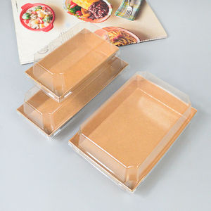 Caja de sushi de papel Kraft degradable respetuosa con el medio ambiente Contenedor de ensalada biodegradable Embalaje de aperitivos desechables con tapa - Product Image 3