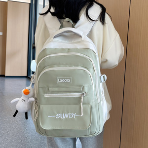 Mochila de Nailon Ligera de Gran Capacidad para Estudiantes de Secundaria, Diseño Impermeable Simple de Varias Capas para Dibujos Animados - Product Image 2