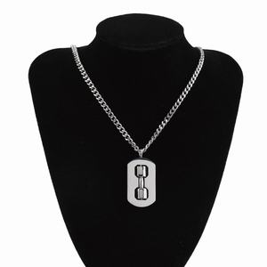 Dumbbell Design Pendants Necklaces Stainless Steel Jewelry Highly Polished Cuban <b>Chain</b> Statement Jewellery - Product Image 2