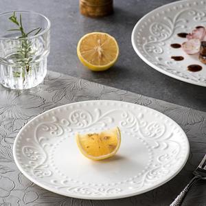 Elegante Plato de Cerámica Relieveado, Plato Blanco para Filete, Pasta, <span class=keywords><strong>Desayuno</strong></span> y Ensalada para Hotel, Restaurante, Banquete y Fiesta - Product Image 5