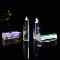 Bulk Auqa Aura Engel Aura Rosenquarz Obelisk Tower Point Heil kristall Reiki Dekor Magischer Kristall turm