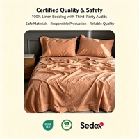 Offre Spéciale – Parure de Lit 100 % Lin Doux – Housse de Couette Couleur Unie – Ensemble Draps de Luxe Lavés – Pour Maison et Hôtel