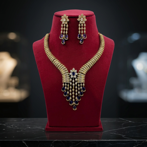Gold Plated American Diamond Choker <b>Necklace</b> Set Bridal CZ Crystal <b>Statement</b> Drop <b>Necklace</b> with Matching Earrings for Women - Product Image 3