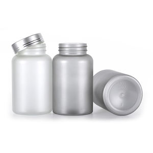 Proveedor de confianza Contenedor de medicina PET 6,8 oz Textura de glaseado gris Acabado mate transparente Boca ancha de 40mm - Product Image 1