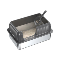 Grande litière ouverte en acier inoxydable anti-fuite à dégagement rapide, facile à nettoyer, anti-odeur, écologique, pour éleveurs, refuges et toilettage