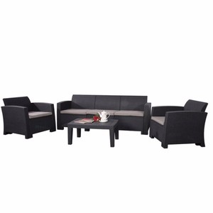 Yoho Modern Outdoor Patio Furniture 4PCs PP Metal Garden Sofa Set para patio sala de estar y comedor - Product Image 5