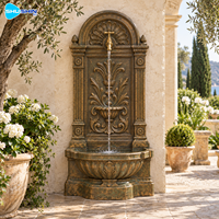 Fontaine murale classique en bronze, sculpture antique en laiton et cuivre, élément aquatique personnalisé pour hôtel, villa, jardin, cour, place publique