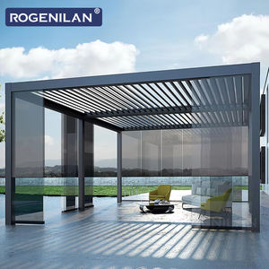 Gazebo Rogenilan de Aluminio <span class=keywords><strong>con</strong></span> Techo Rígido Impermeable y Color Personalizado, Pérgola Bioclimática Motorizada para Jardín - Product Image 3