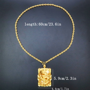 생생한 동물 용 디자인 24k 금도금 보스 펜던트 목걸이 로프 체인 남성용 주얼리 선물 - Product Image 4