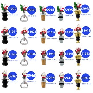 Santa Claus Cork Stopper Zinc Alloy Round Black Christmas Gift Bottle Seal - Product Image 3