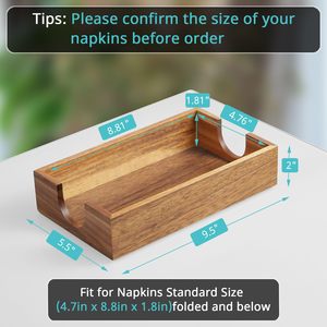 Support en bois d'acacia pour serviettes de table et essuie-mains, accessoires pour papier jetable, pour salle de bain, cuisine, fêtes, dîners, plateau pour invités - Product Image 2